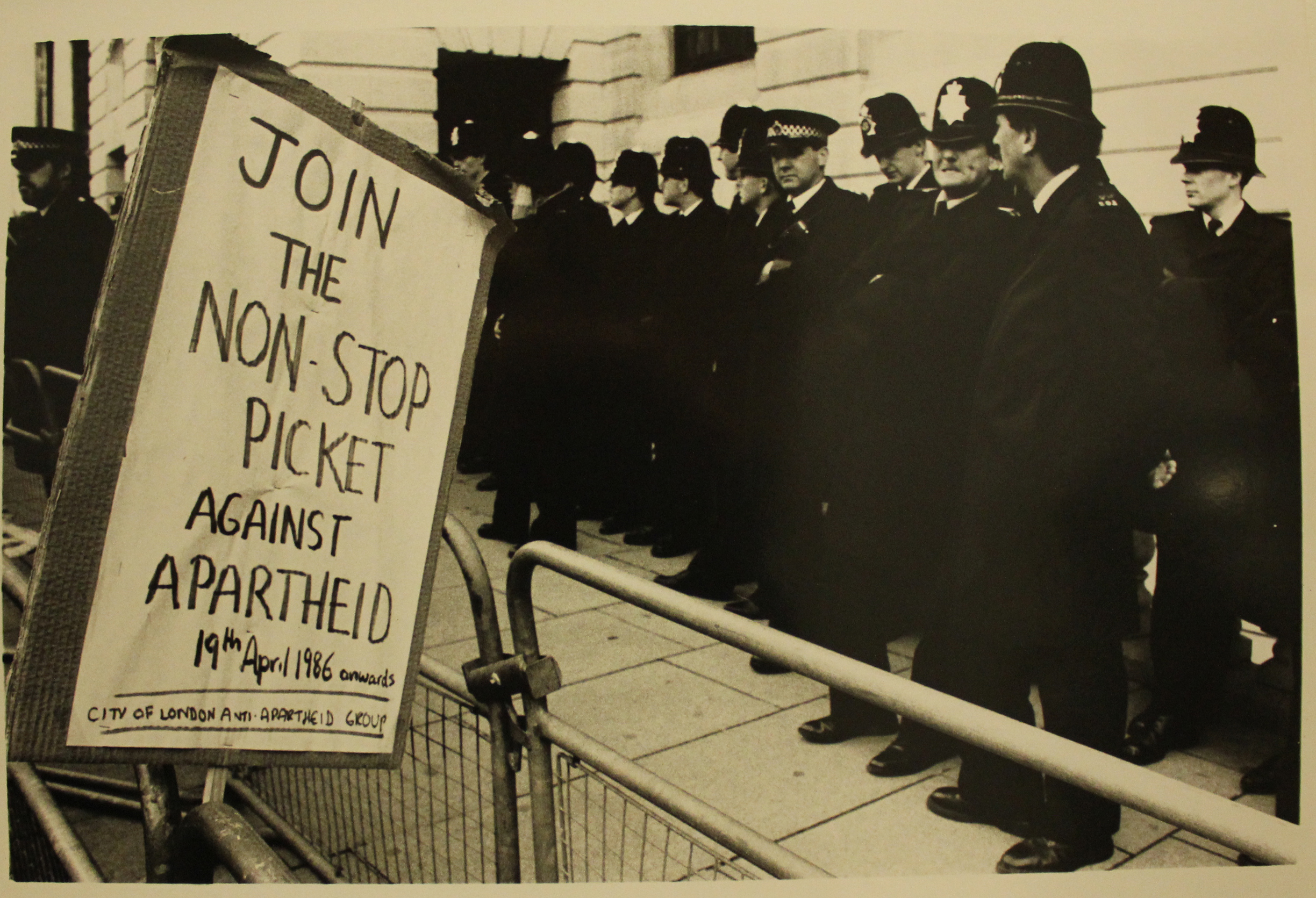 Non-Stop Picket of South Africa House, London, 1986 (Source: City of London Anti-Apartheid Group)